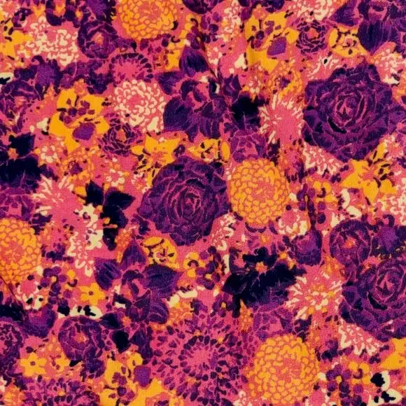 LuLaRoe TC Leggings Purple Orange Pink Floral Roses Fall Tall Curvy Buttery Soft - Picture 3 of 8